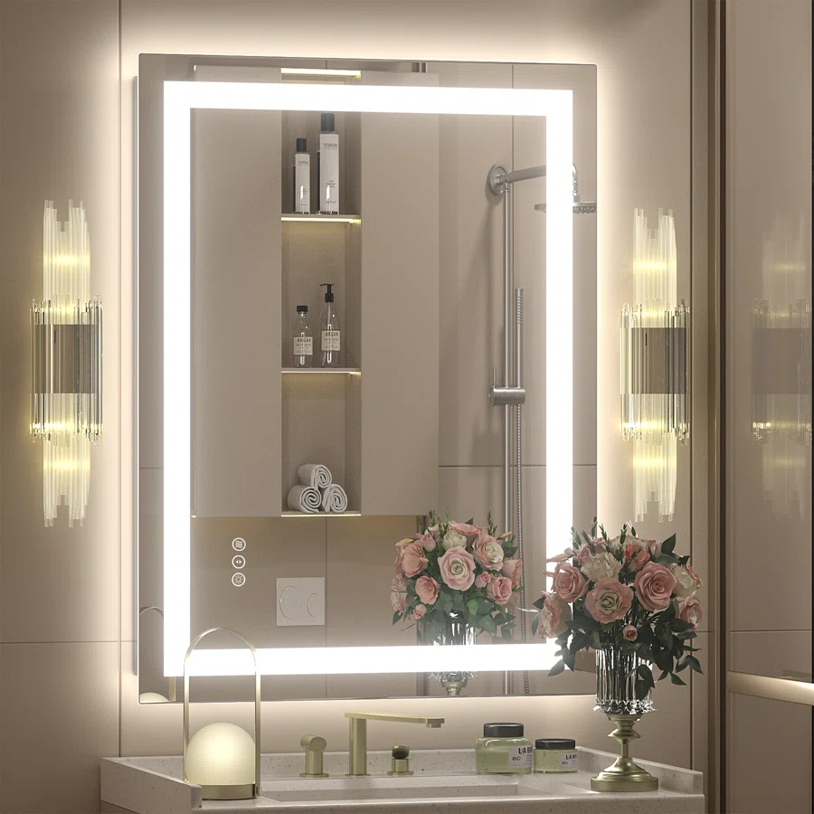 Aevar UL Certified Front & Back LED Anti-Fog Tempered Glass Bathroom/Vanity Mirror with 3-Year Warranty