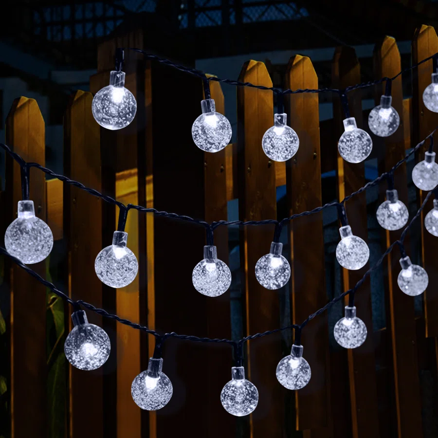 Cottone 256'' Outdoor Solar Powered Lights Decorations 30-Bulb Globe Integrated LED String Lights for Christmas Decor