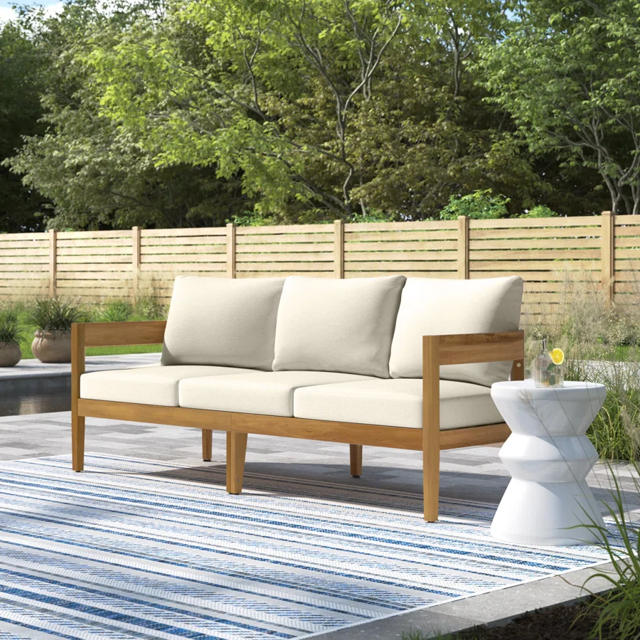 Matilda 76.5" Wide Outdoor Patio Sofa with Cushions