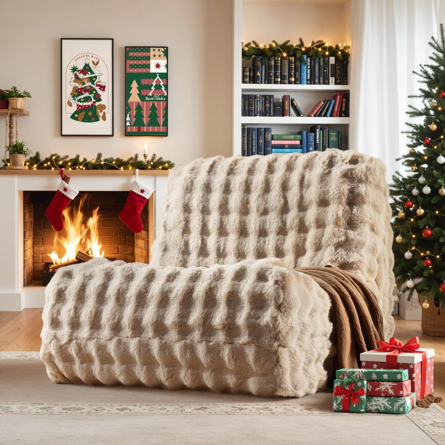 Hogle 35.7'' Armless Bean Bag Chair Lounger Fireside Chair Mid Century Foam Chair, No Assembly Required