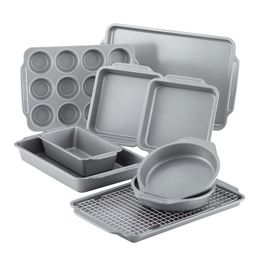 Farberware Nonstick Bakeware Set / Baking Pans with Cooling Rack, 10 Piece