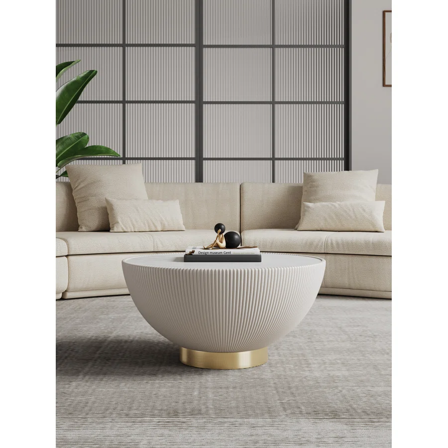 Anderson 28" Vegan Leather Upholstered Coffee Table with Sintered Stone Top