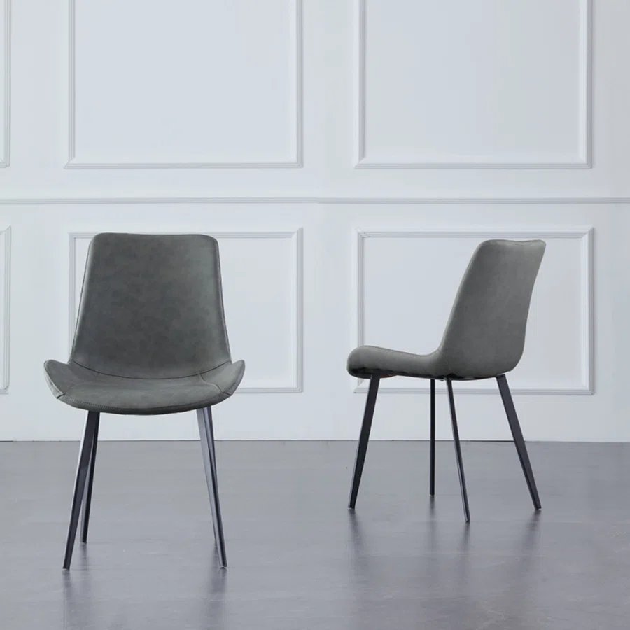 32.4"H Modern Upholstered Dining Chairs, Faux Leather Back with Steel Legs for Kitchen, Dining, Living, Reception, Office Guest Chairs, and Outdoor