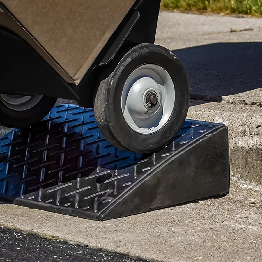 Rubber Curb Ramp, Rise Height Heavy Duty Threshold Ramp Driveway Ramp For Cars Warehouse Garage