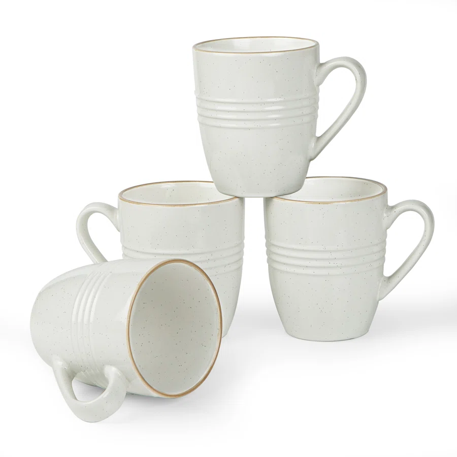 Birch Lane Kestwick 14oz Stoneware Coffee Mug Set (Set of 4)