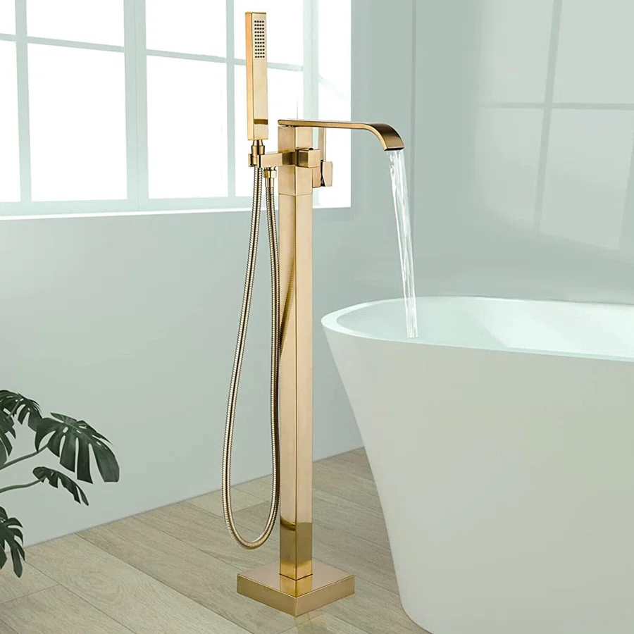 Floor Mounted Tub Spout with Diverter and Handshower