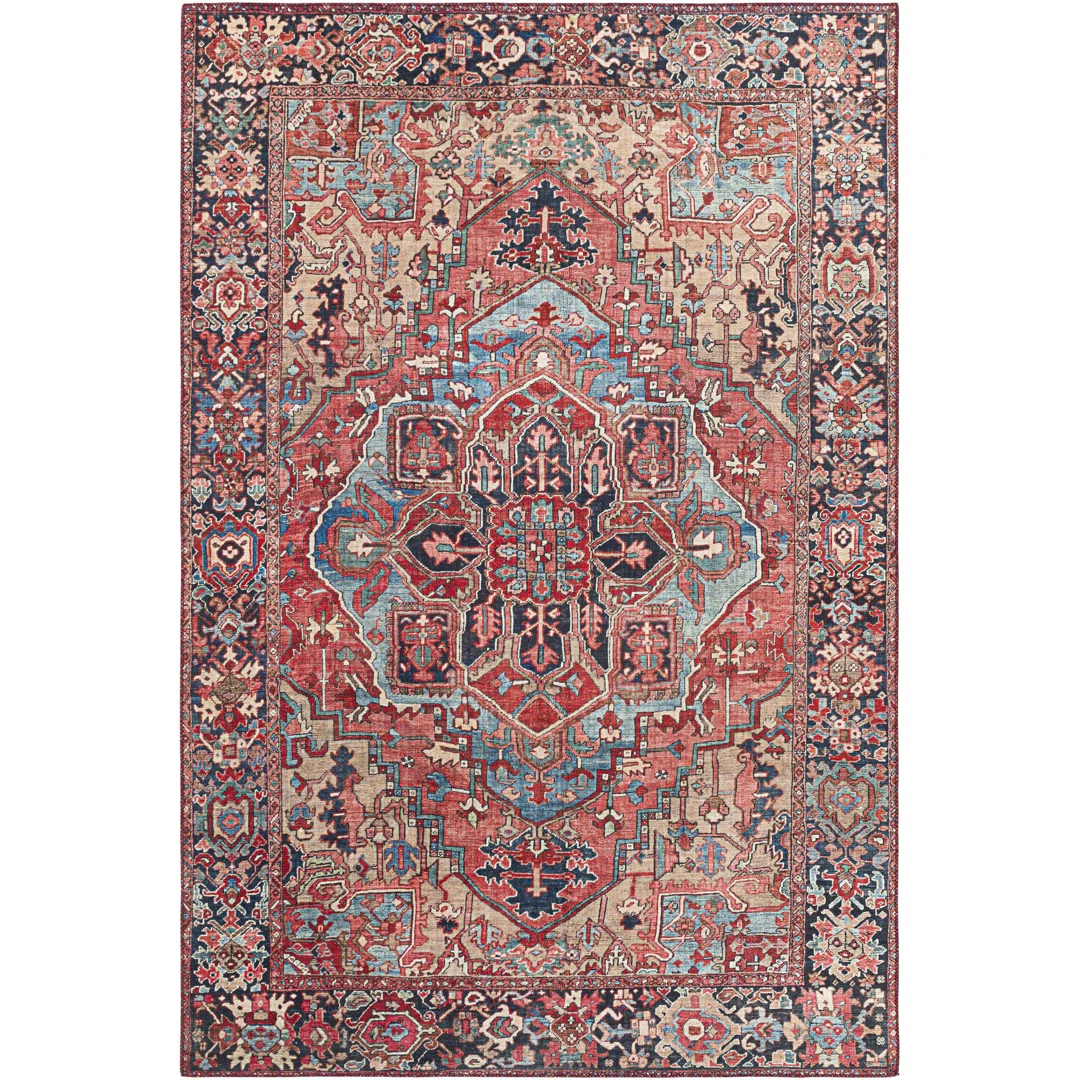 Addison Oriental Bright Red/Beige/Blue Area Rug