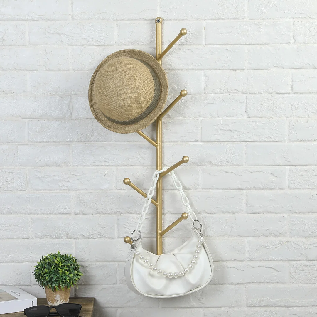 Davaney 8 - Hook Wall Mounted Coat Rack in Gold