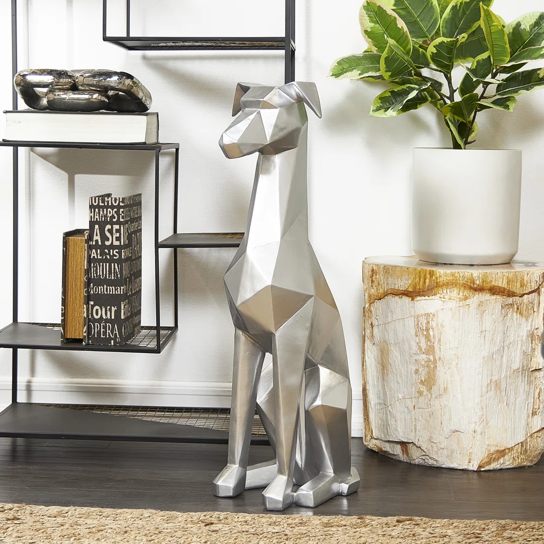 The Novogratz Gold Polyresin Dog Cubist Decorative Sculpture, 9" x 11" x 30"