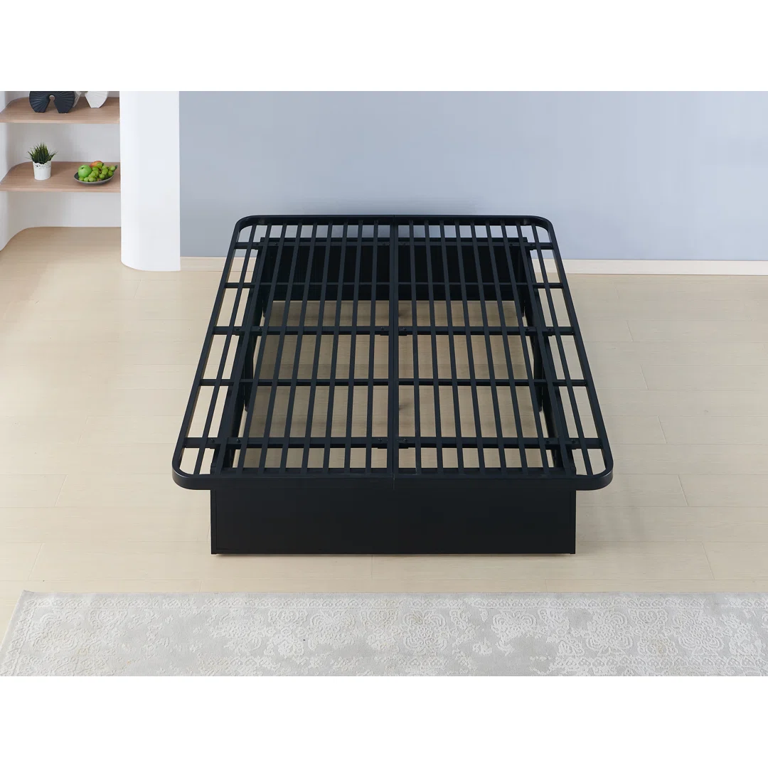 16" Premium Heavy Metal Platform Bed Frame with Metal Supports for Maximum Durability in Black