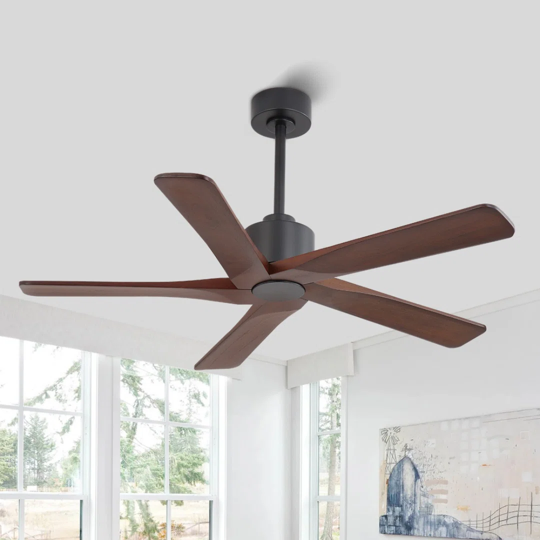 Baun 5-Blade Indoor Ceiling Fan with Remote solid wood Blades DC Motor