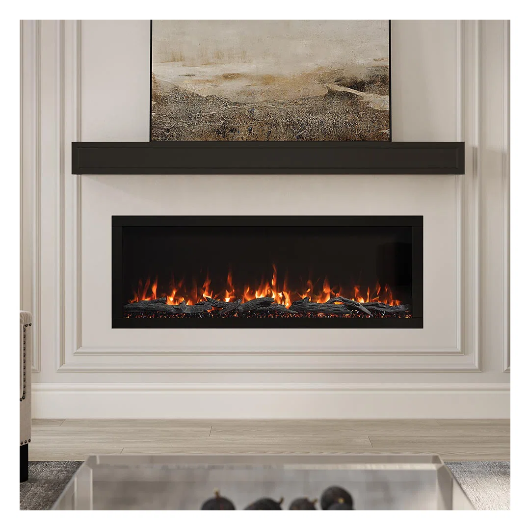Highmark Recessed or Wall Mounted Electric Fireplace Heater, 10 Flame Colors, Google & Alexa Compatible, Logs & Crystals, Remote Control