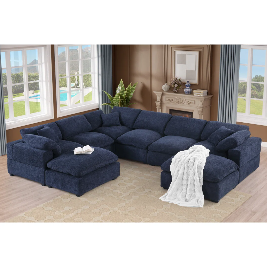 Worthland 143.2" Wide Chenille Reversible Corner Sectional (8- Piece)