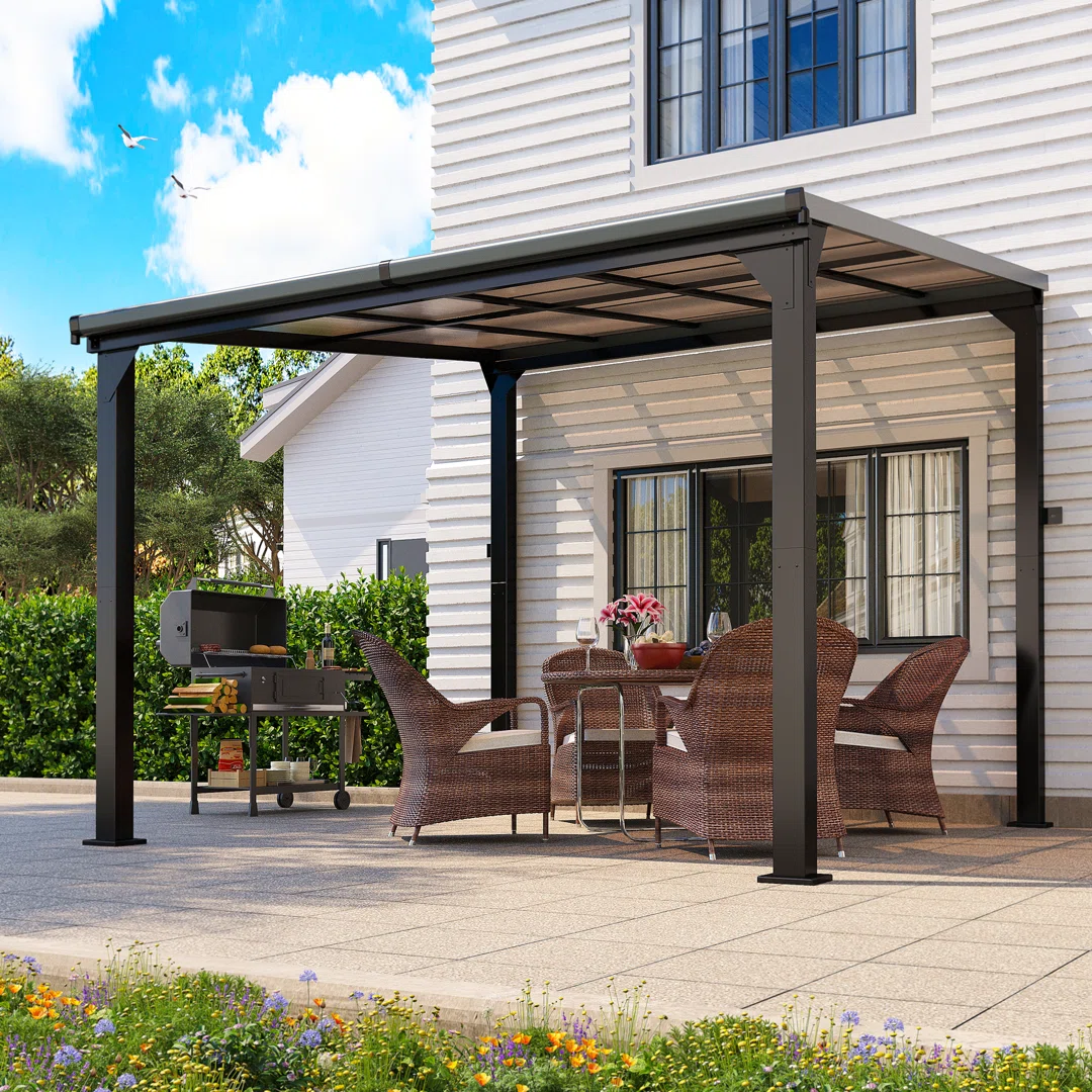 Hardtop Outdoor Gazebo Pergola Aluminum Framed with Sloping Pitched Roof