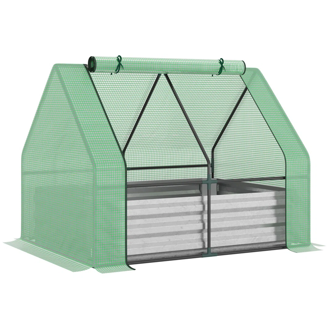 Folmar 50'' W Galvanized Raised Garden Bed with PVC Greenhouse Cover