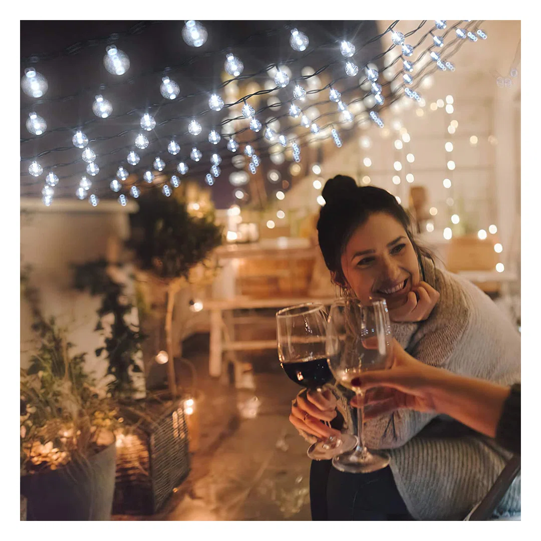 Cottone 256'' Outdoor Solar Powered Lights Decorations 30-Bulb Globe Integrated LED String Lights for Christmas Decor