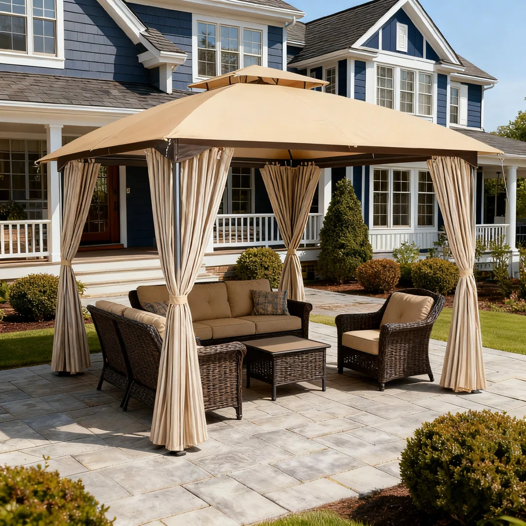 10 Ft. W x 10 Ft. D Iron Patio Gazebo