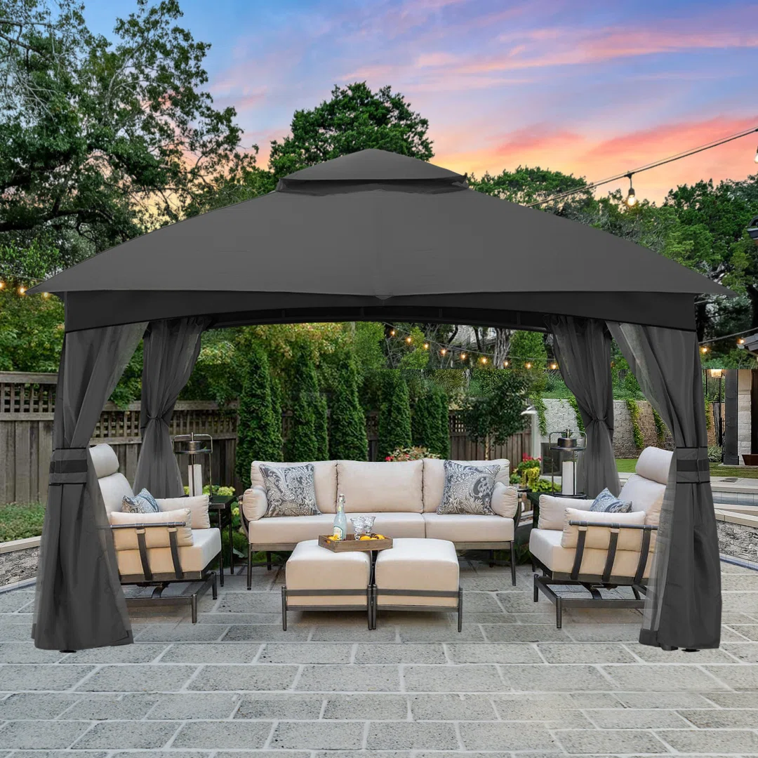 MASTERCANOPY Premium Steel Patio Gazebo with Mosquito Netting
