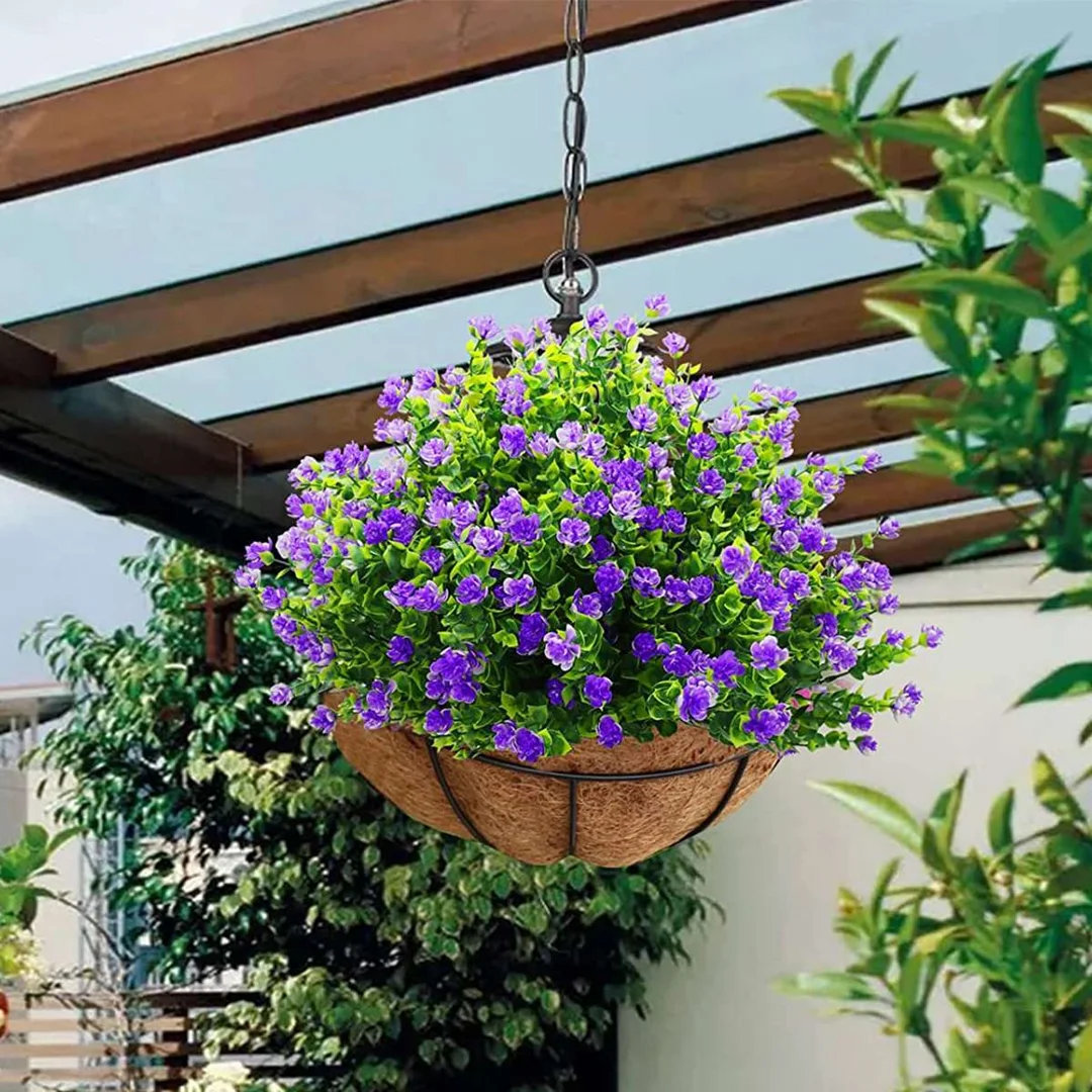 4 Bundles Artificial Flowers Outdoor Fake Plants Faux Floral Arrangements Garden Porch Vase Decor