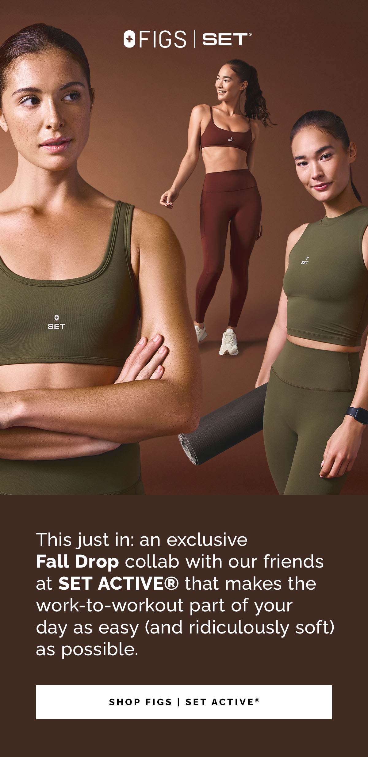This just in: an exclusive Fall Drop collab with our friends at SET ACTIVE® that makes the work-to-workout part of your day as easy (and ridiculously soft) as possible. 