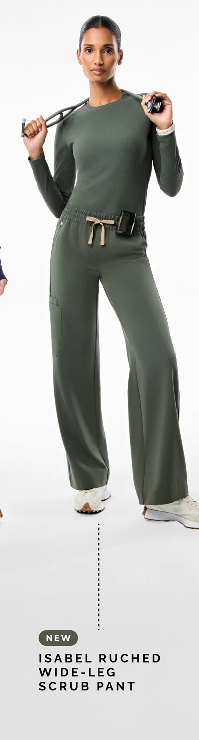 Isabel Ruched Wide-Leg Scrub Pant