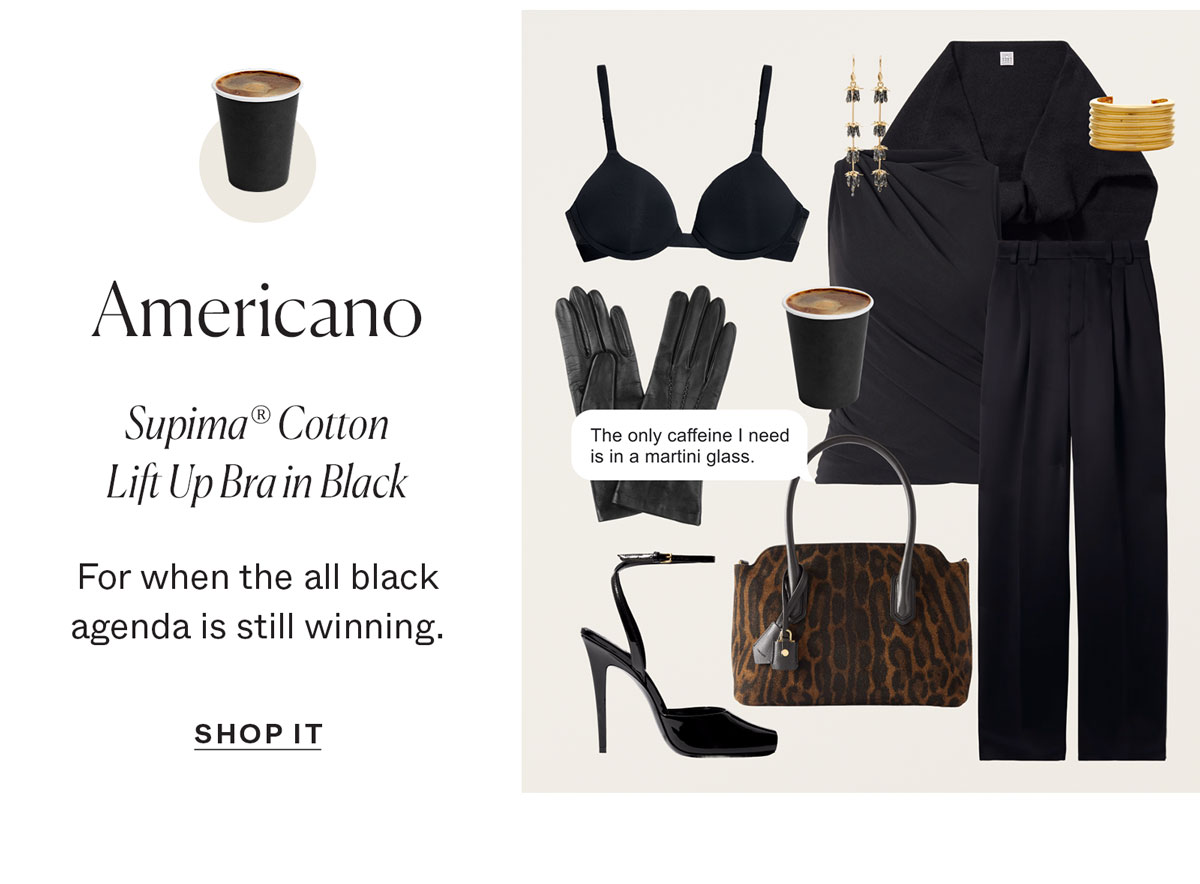 Americano: Supima®&nbsp;Cotton Lift Up Bra in Black