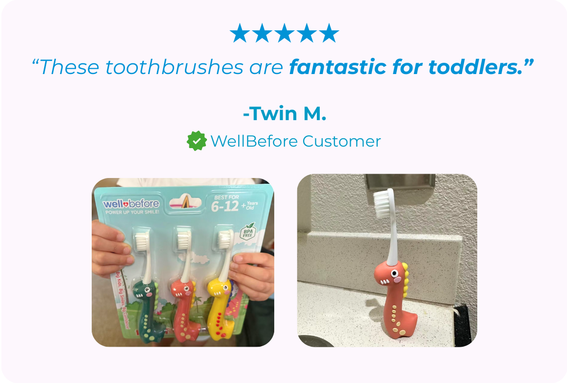 Kids Dinosaur Toothbrushes – 3 Fun Colors in One Pack