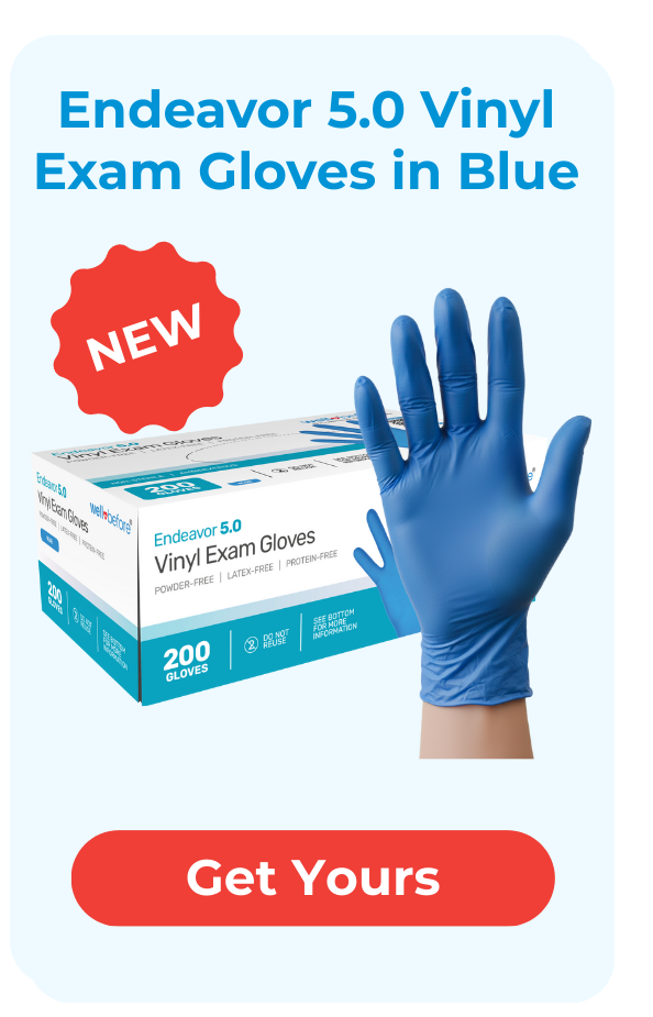 Endeavor 5.0 Vinyl  Exam Gloves in Blue
