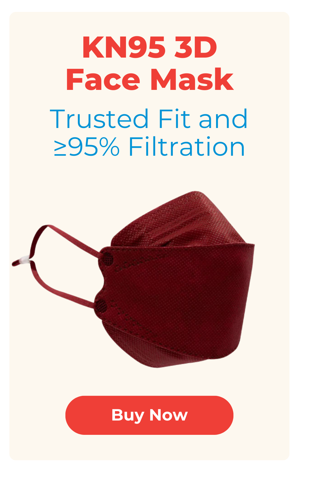 KN95 3D Face Mask | Comfort 3D Fit, Adjustable Ear Loops