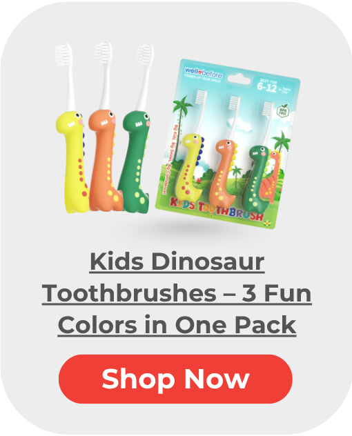 Kids Dinosaur Toothbrushes – 3 Fun Colors in One Pack