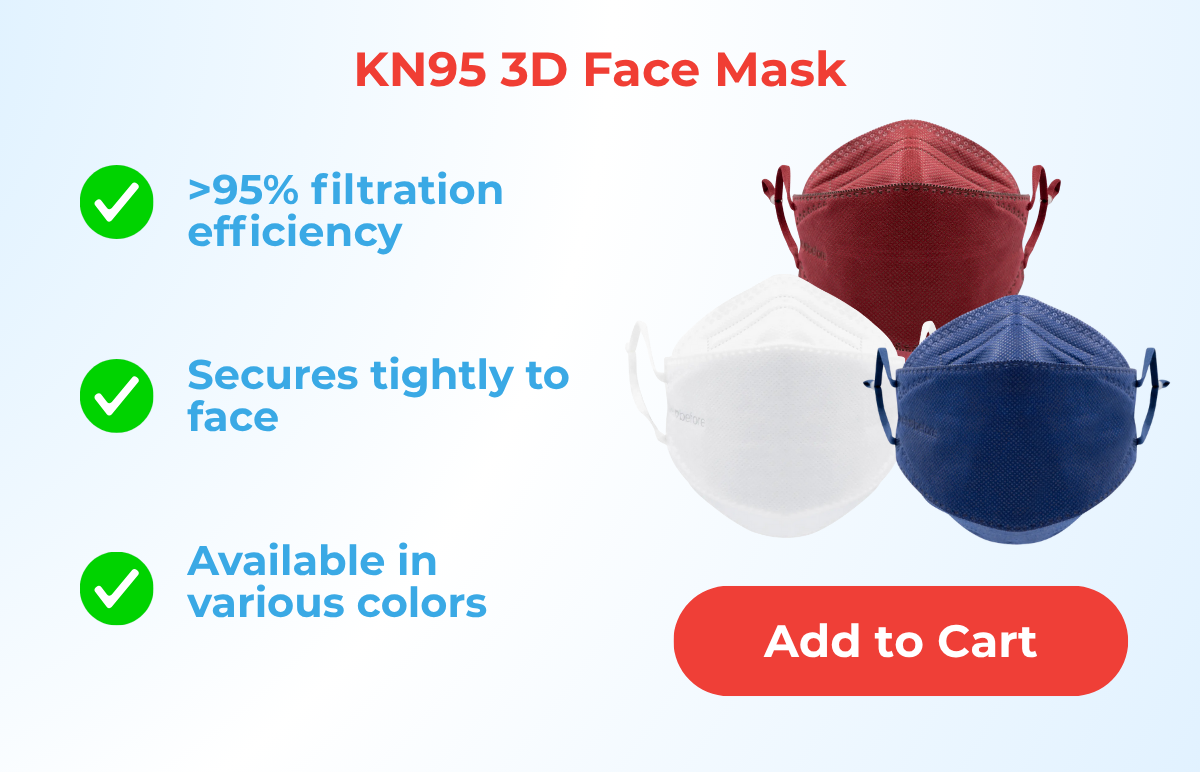 KN95 3D Face Mask | Comfort 3D Fit, Adjustable Ear Loops