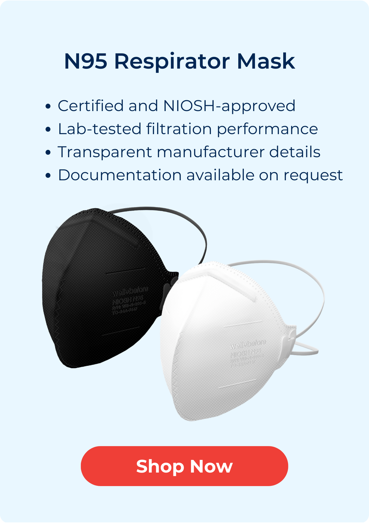 N95 Flat Fold Respirator Mask | NIOSH Approved