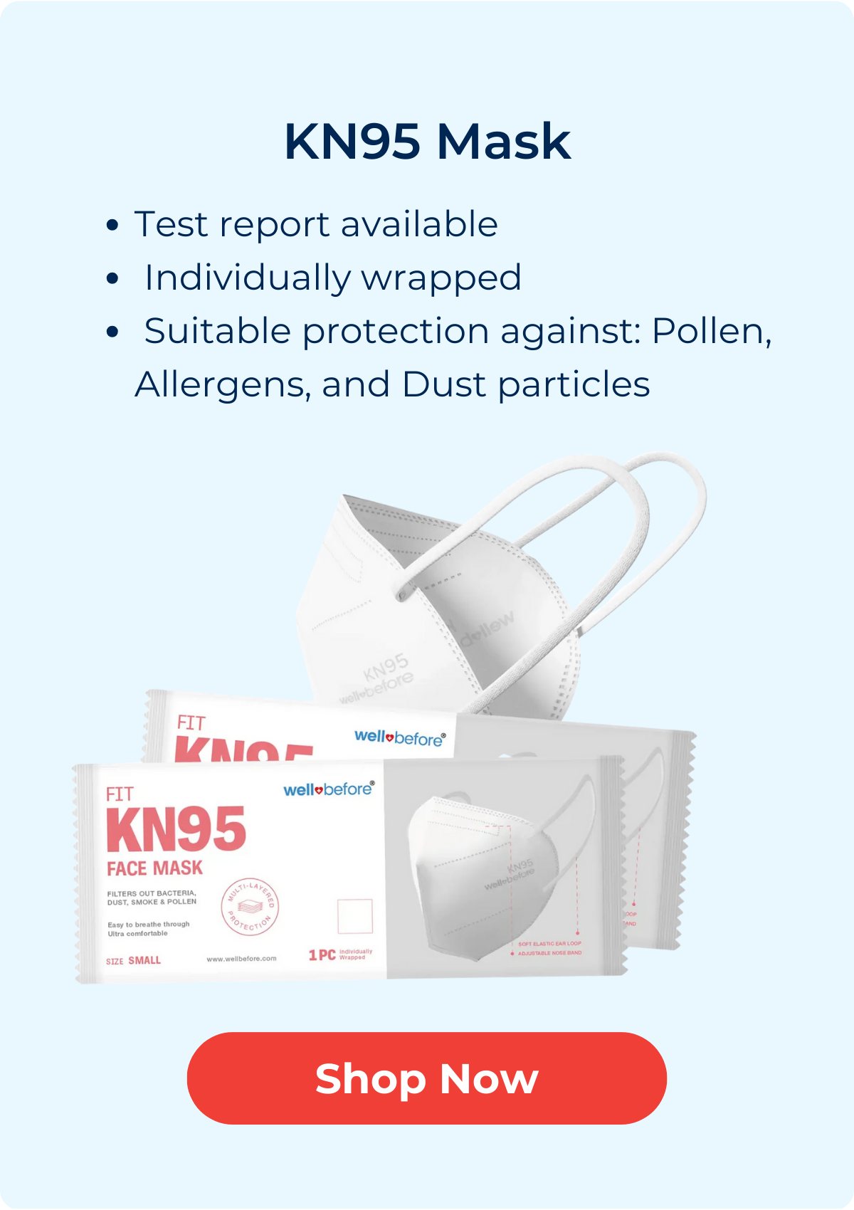 KN95 Face Mask | Individually Wrapped, Elastic Ear Loops
