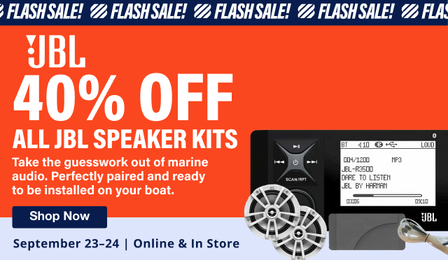 Flash Sale: 40% off All JBL Speaker Kits | September 23-24 Online & In Store |Shop Now