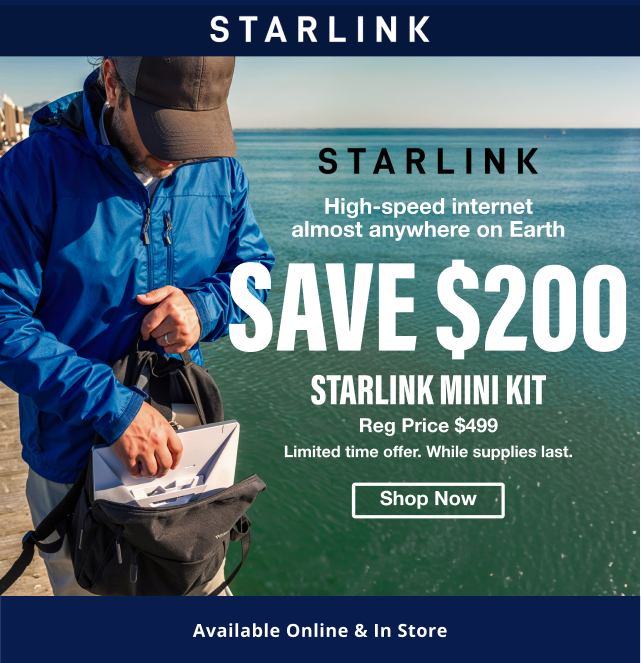 Save $200 on Starlink Mini Kit - Regular Price $499, Sale $299 - Shop Now