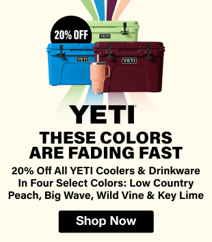 20% OFF all YETI Coolers & Drinkware in Four Select Colors - Shop Now