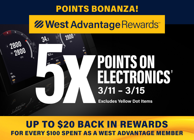 West Advantage Rewards Points Bonanza! 5X Points on Electronics† 3/11-3/15. Excludes Yellow Dot Items