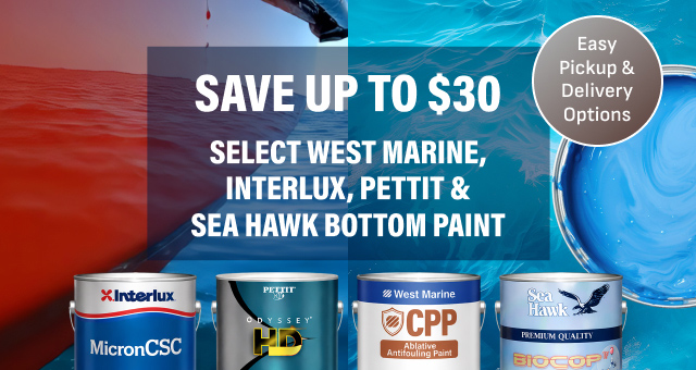 Save Up To $30 on Select West Marine, Interlux, Pettit & Sea Hawk Bottom Paint.  Easy Pickup & Delivery Options - Shop Now