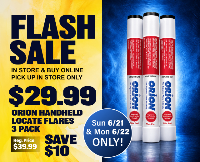 FLASH SALE In Store & Buy Online Pick Up In Store Only |  $29.99 reg.price $39.99  SAVE $10 | Orion Handheld Locate Flares, 3 Pack | Sun 6/21 & 6/22 Only!