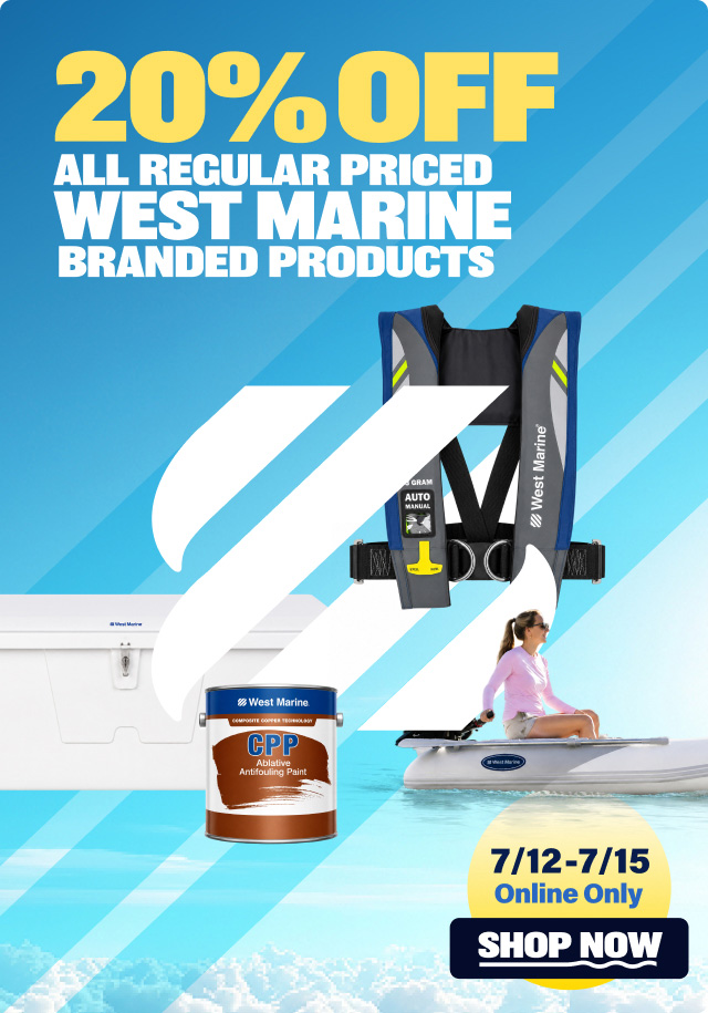 20% OFF All Regular-Priced West Marine Branded Products. Online Only, 7/12-7/15. Shop Now