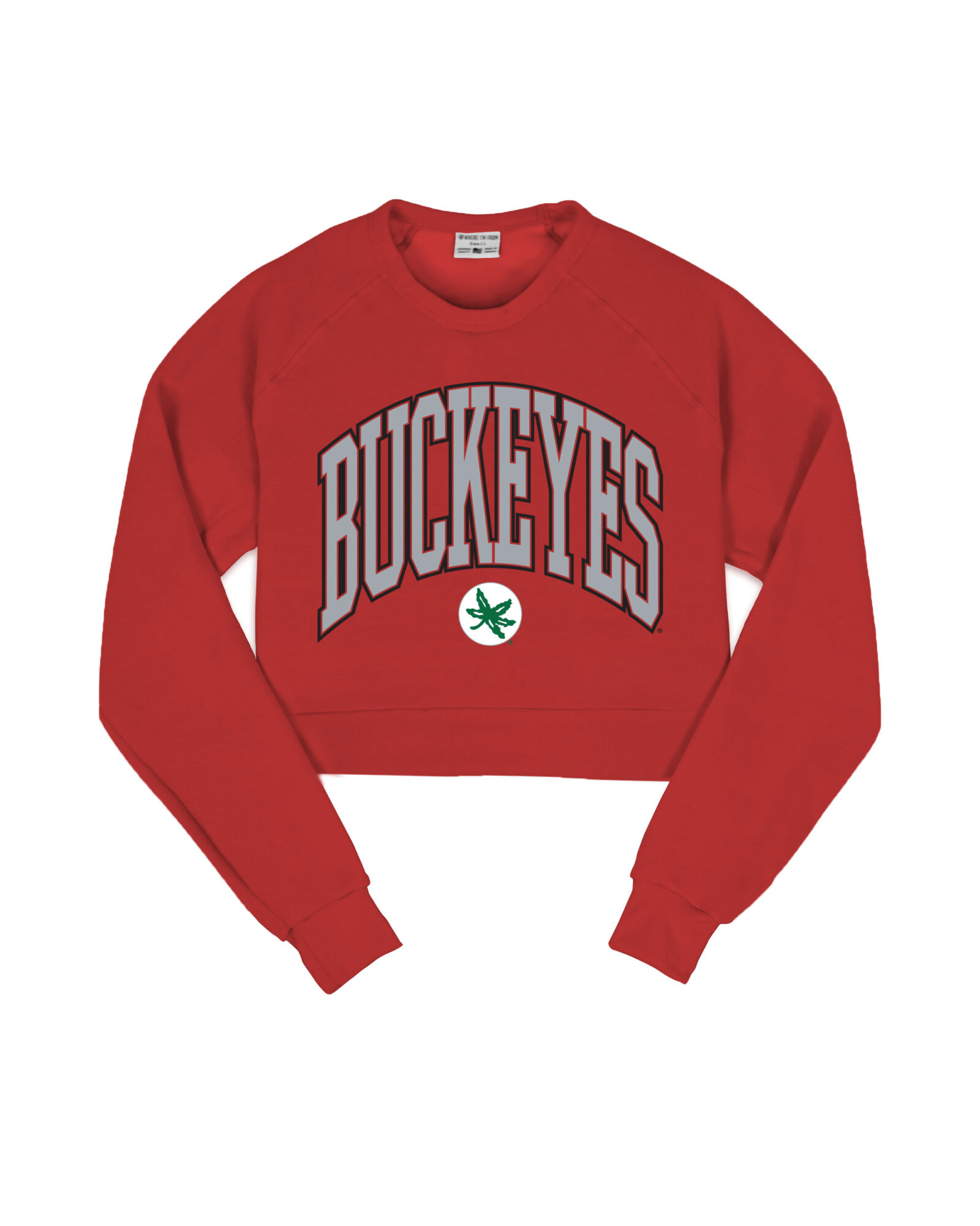 Image of Buckeyes Arch Decal Red Crop Sweatshirt