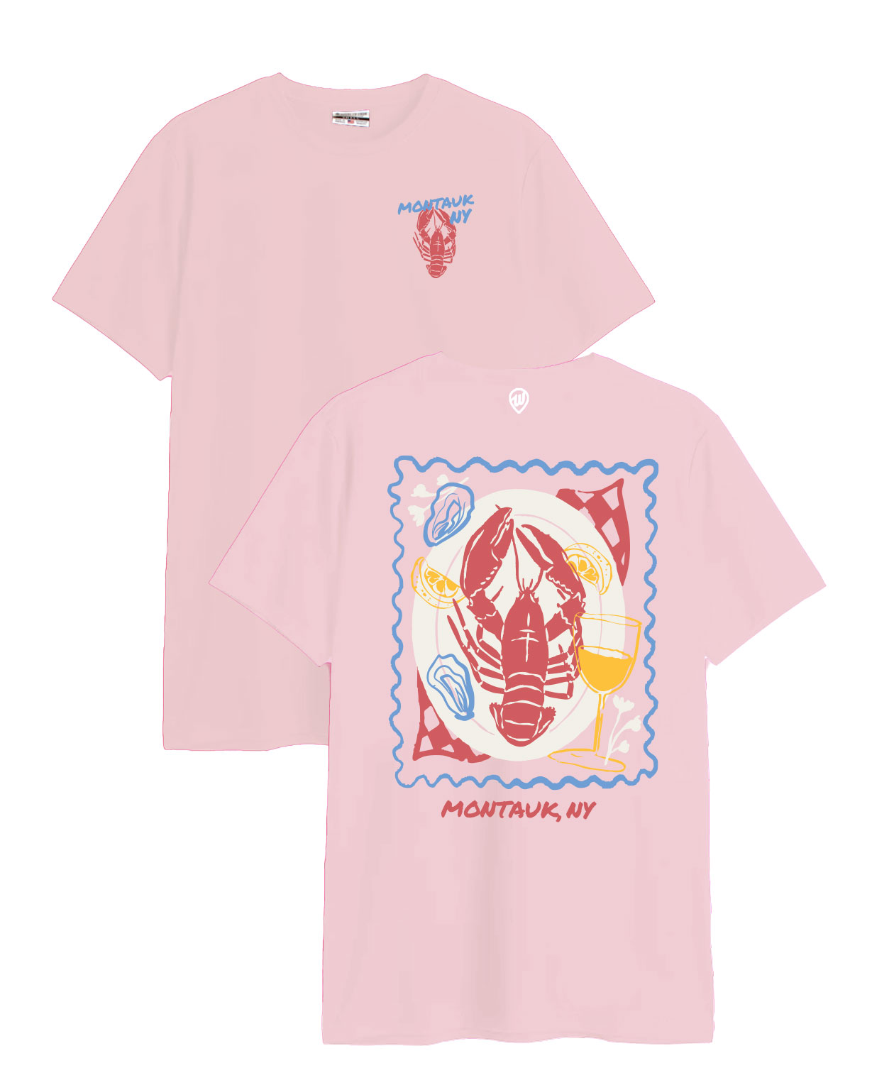 Image of Montauk Lobster Front/Back Pink Cotton Crew