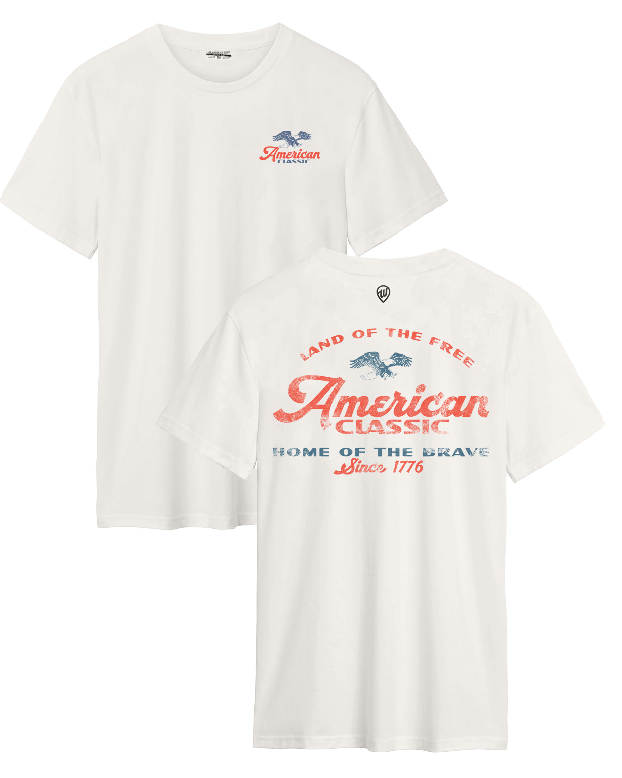 Image of American Classic Front/Back White Cotton Crew