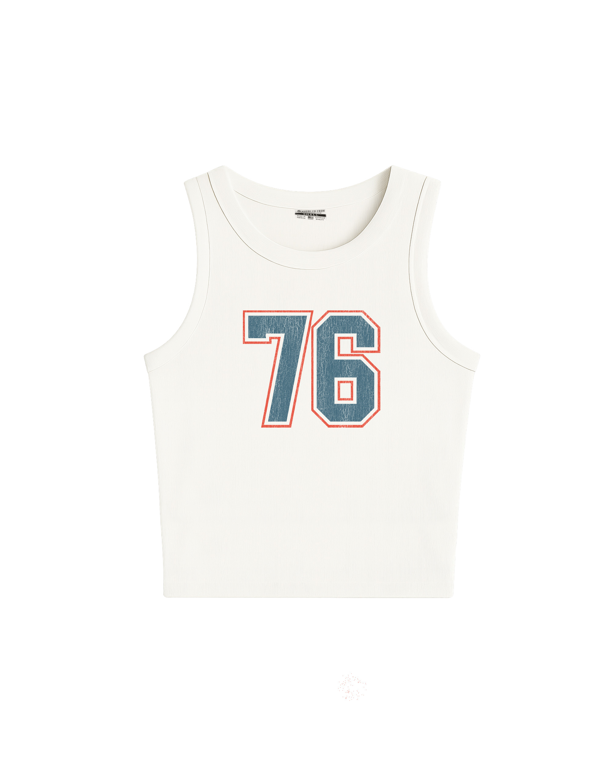 Image of 76 Varsity White Cotton High Neck Tank