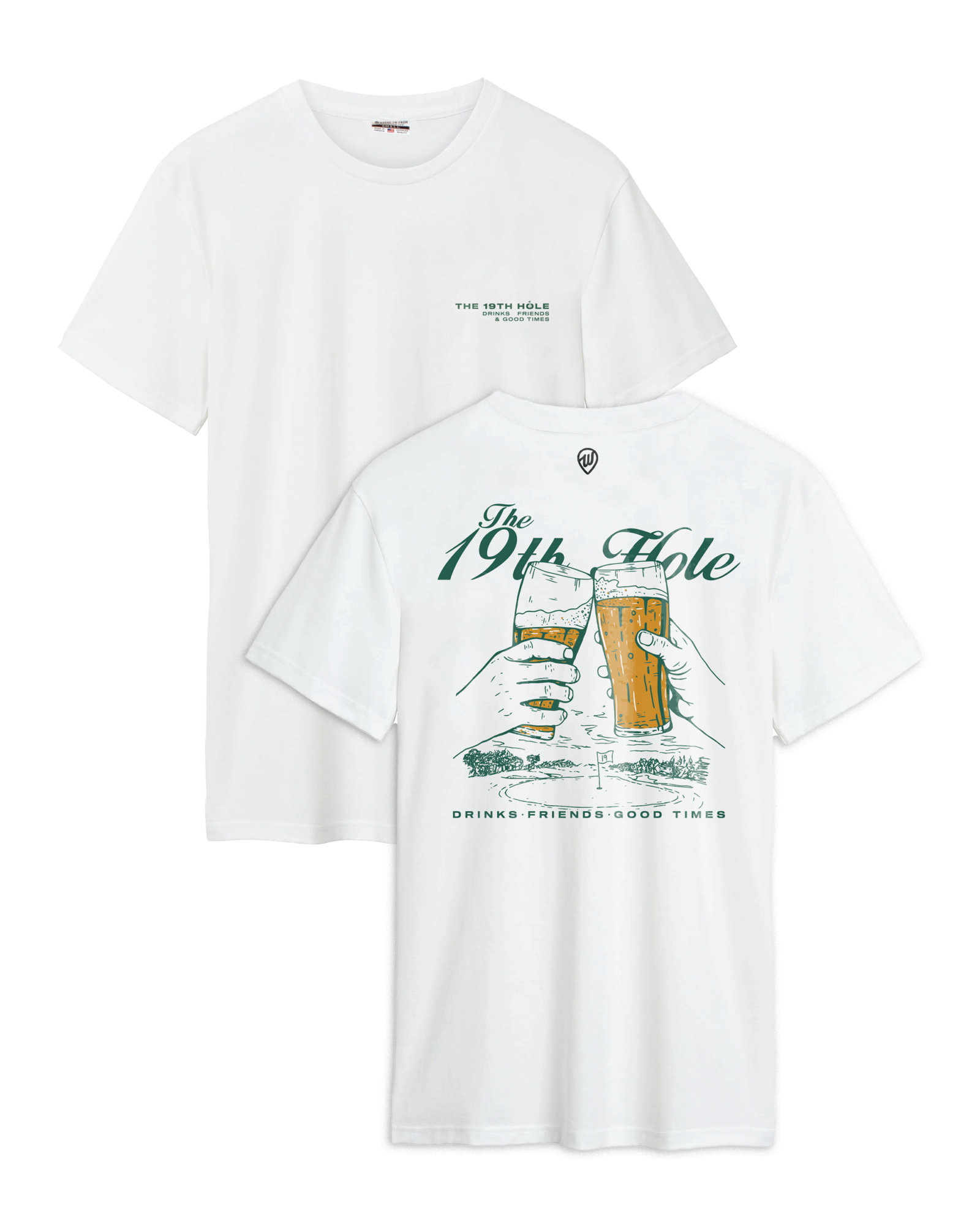 Image of The 19th Hole Front/Back White Cotton Crew