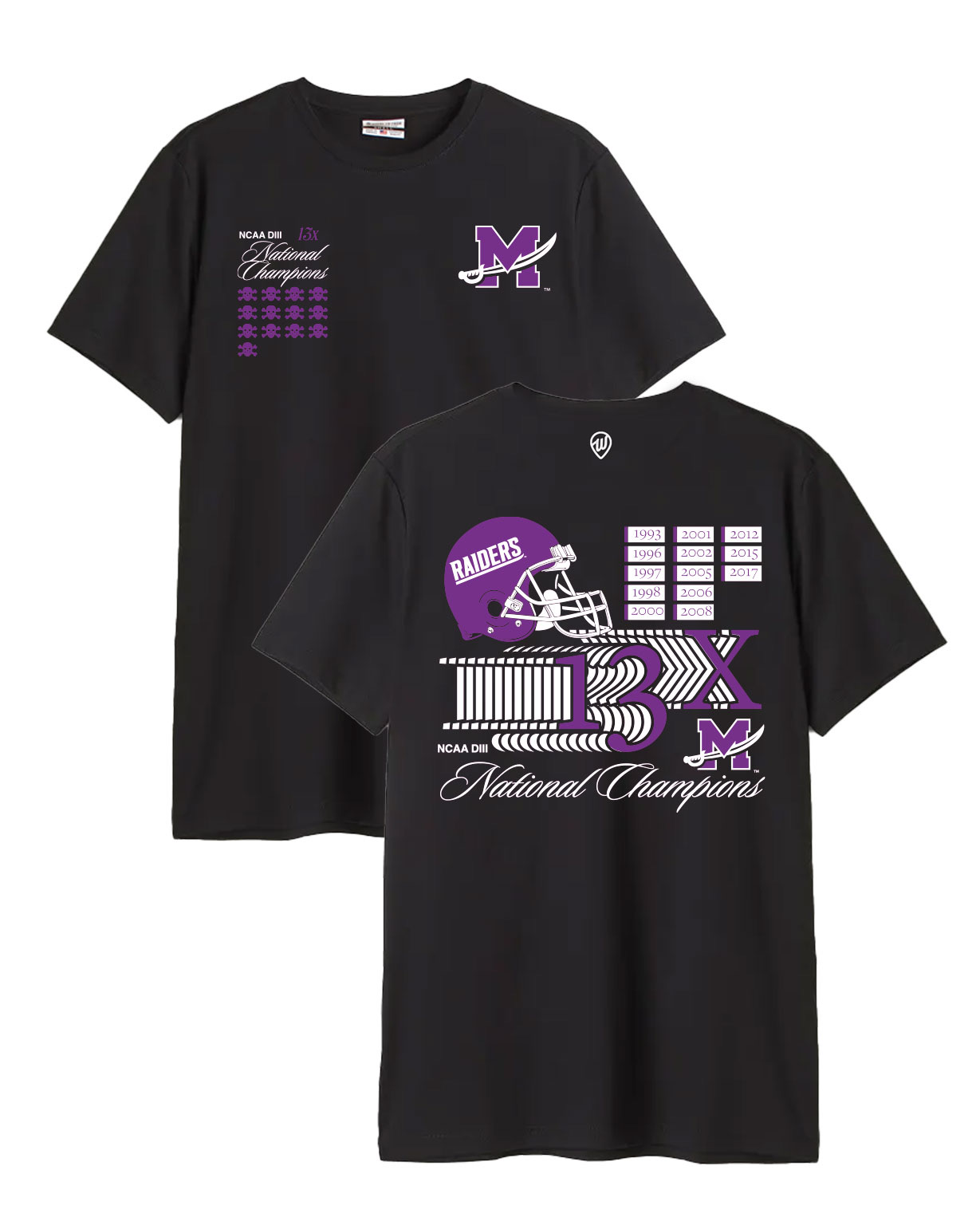 Image of Mount Union 13x National Champs Front/Back Cotton Tee
