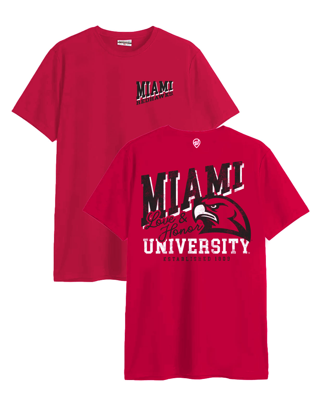 Image of Miami University Redhawks Front/Back Red Cotton Crew