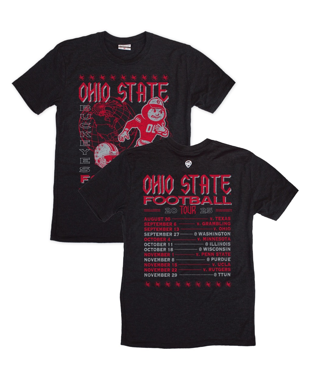 Image of Ohio State Football Tour Front/Back Black Crew