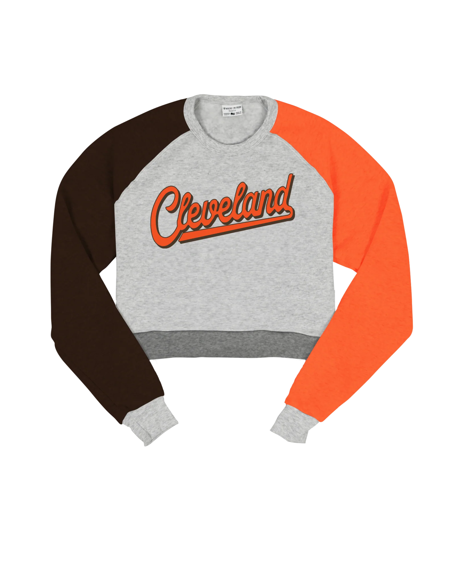 Image of Cleveland Script Quad Cropped Crew Sweatshirt