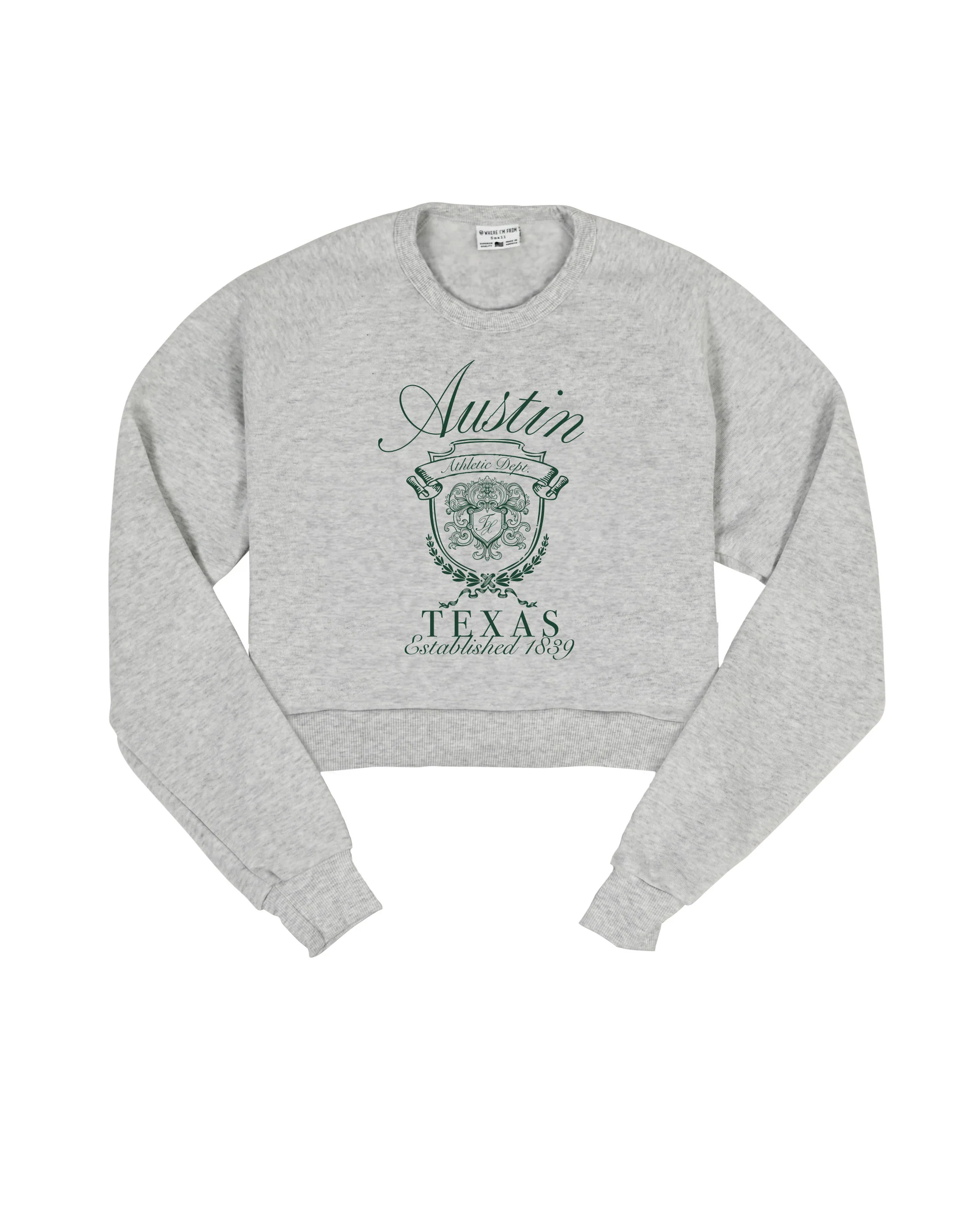 Image of Austin Crest Cropped Crew Sweatshirt